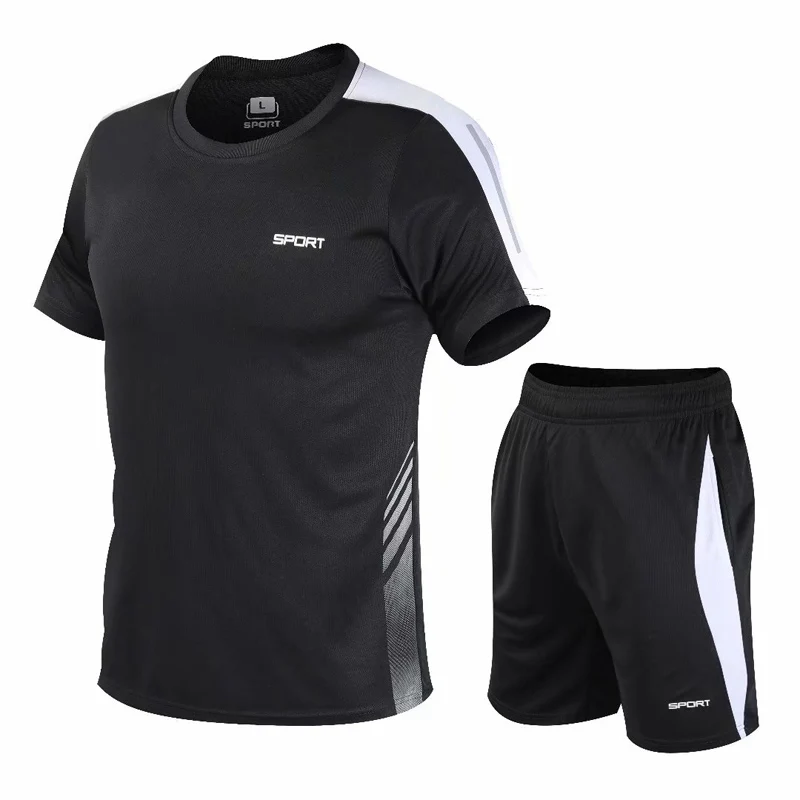 

Men's Running Set Fitness Training Sportswear Workout Gym Clothes Athletic Workout Suits Jogging Casual Sports Shirts and Shorts