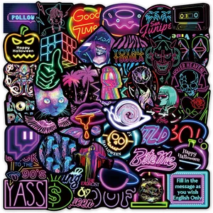 103050100pcs cartoon neon light graffiti stickers laptop luggage motorcycle phone cool waterproof decals toy sticker for kids free global shipping