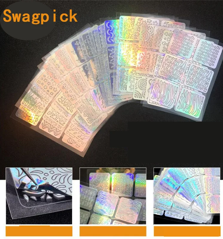 Swagpick 24 шт лазерные полые наклейки трафарет винил для ногтей Переводные советы