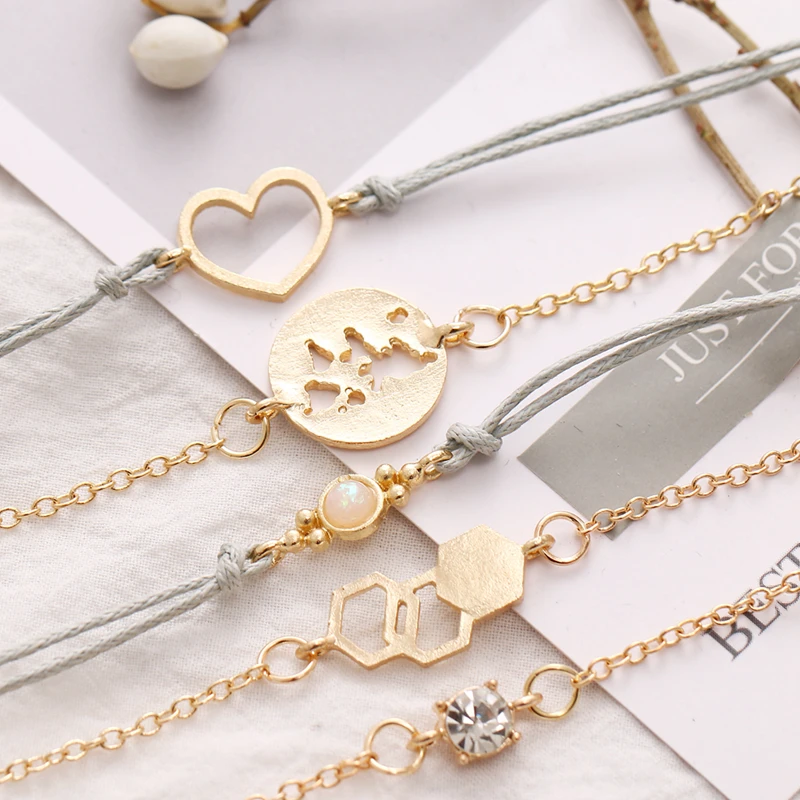 17IF браслеты для женщин украшения подарки девочек бохо золотой шармов браслет