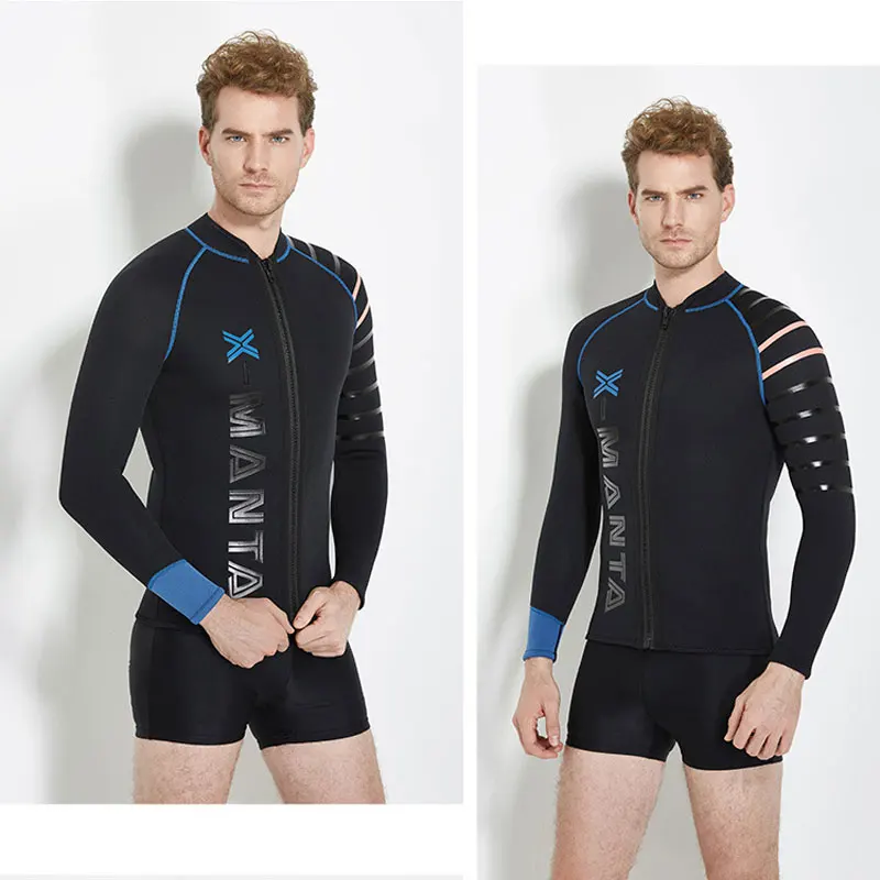 

3mm Wetsuit Jacket Mens Front Zip Long Sleeve Premium Neoprene SCR Wetsuits Top Adult's Diving Surfing Scuba Kayak Suits