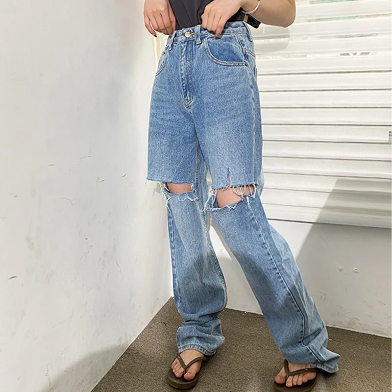 

YICIYA jeans woman denim breeches high waist pants wide leg boyfriend baggy ripped jeans,met,trousers,fashion,jean,women denim,