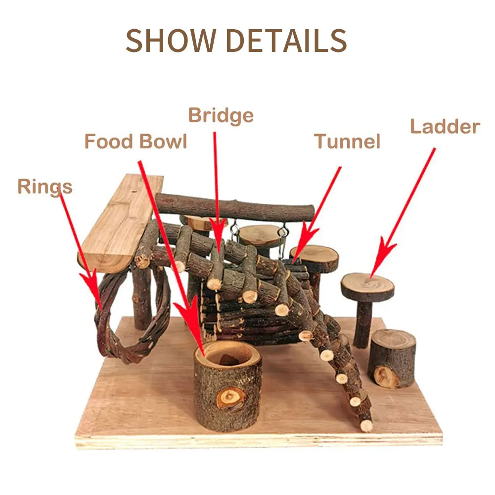 Натуральный Деревянный хомяк игровая площадка скалолазание деревянная лестница