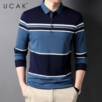ucak brand casual pure cotton turn down collar t shirt men clothes autumn new arrivals streetwear long sleeve t shirts u5682
