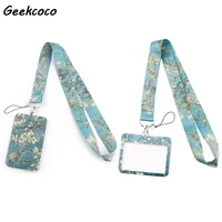 j2680 vangogh oil painting art neck straps lanyards for keys pass gym phone usb diy badge holder with card cover