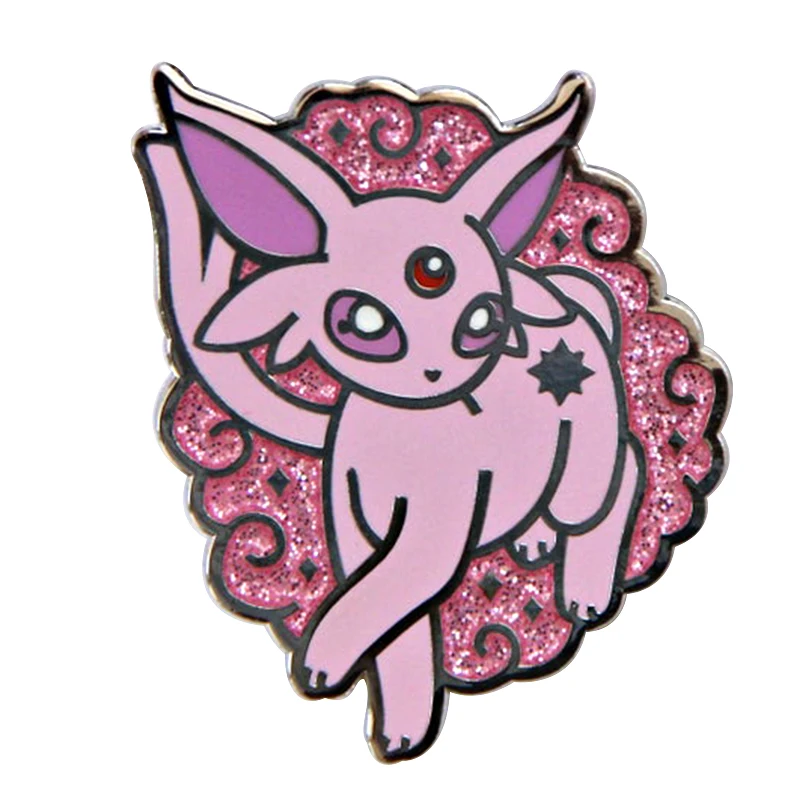 Espeon-розовая жесткая эмалированная булавка