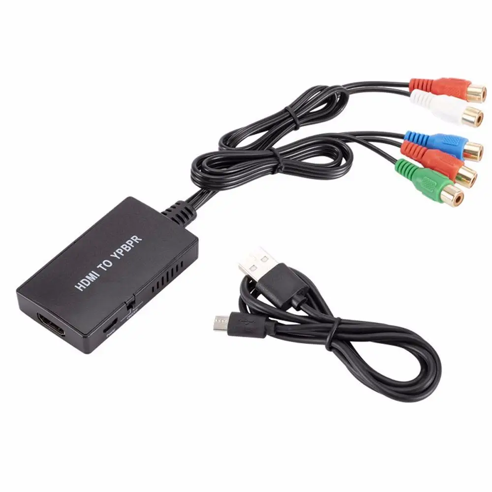 

1080P Video Audio Converter Plug and Play HDMI-compatible To YPBPR Component Video 5RCA RGB Converter Adapter R/L Audio Output