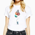 Женская футболка с принтом в стиле научной фантастики, белая футболка с коротким рукавом и круглым вырезом для девушек, футболка из дышащей ткани