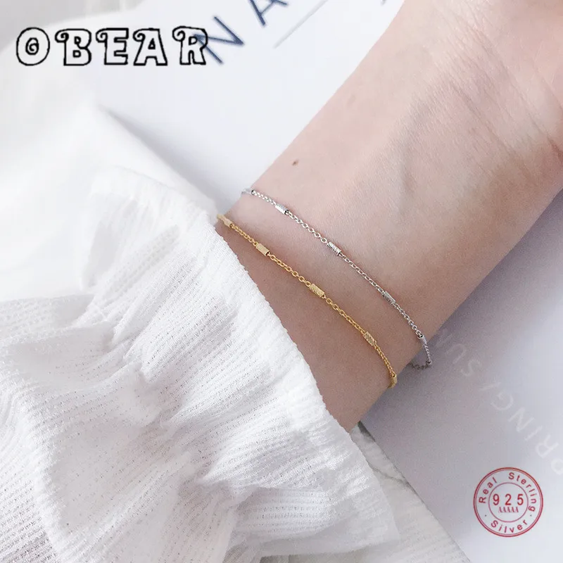 Женский браслет OBEAR простой геометрический из настоящего серебра 925 пробы