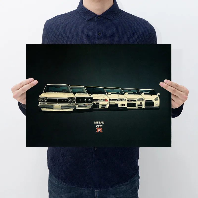 

Room decoration GTR car kraft poster wall sticker car beauty shop car shop bar decoration painting