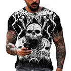 Модная новинка, Мужская футболка с 3D принтом черепа и ужасов, Летняя Повседневная дышащая мужская футболка большого размера с круглым вырезом, мужская одежда