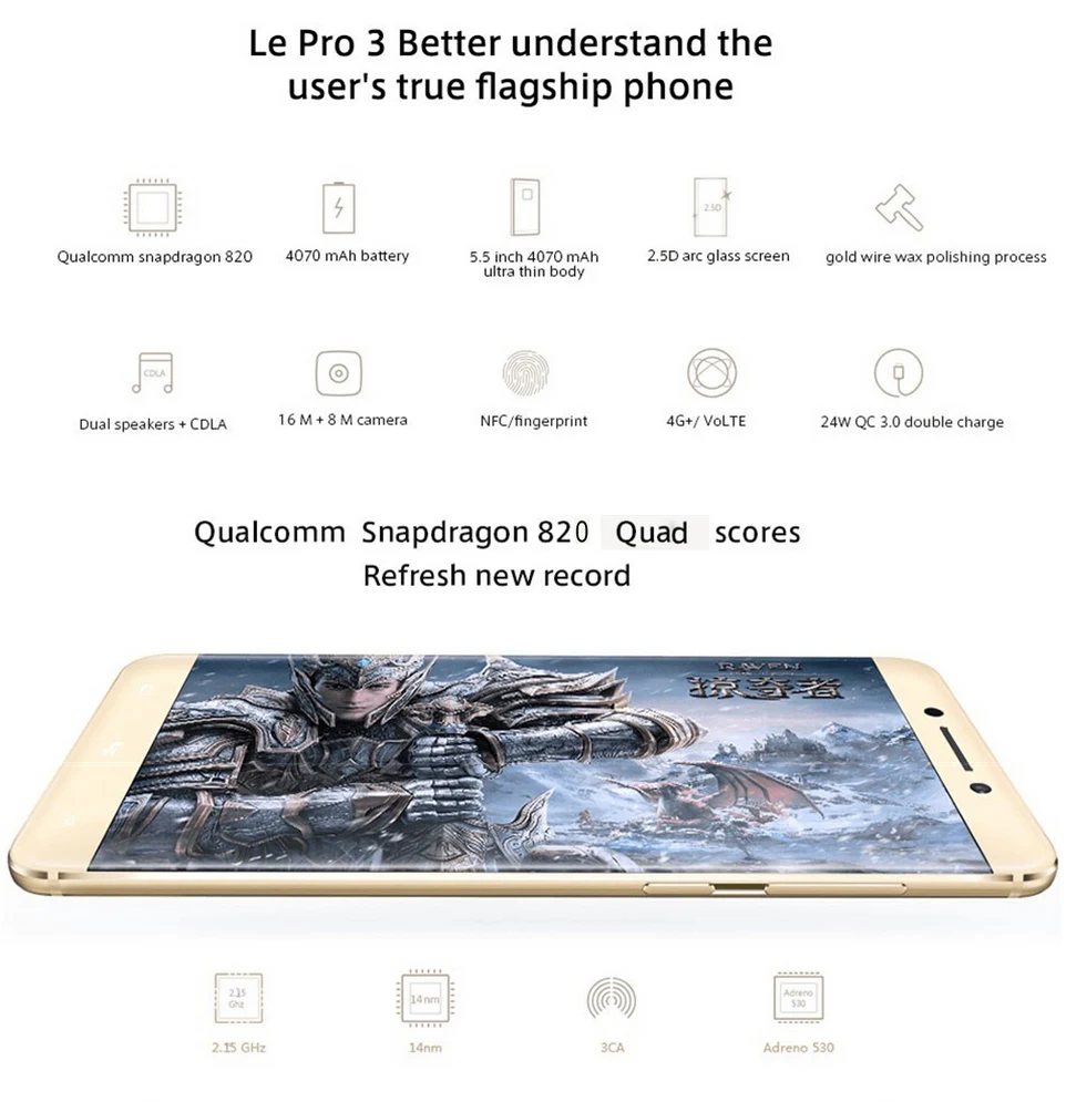 Letv LeEco Le Max 2X820/Le Pro 3X720/X722 Android 6,0 4G LTE Смартфон быстрая зарядка Touch ID Поддержка Google playstore