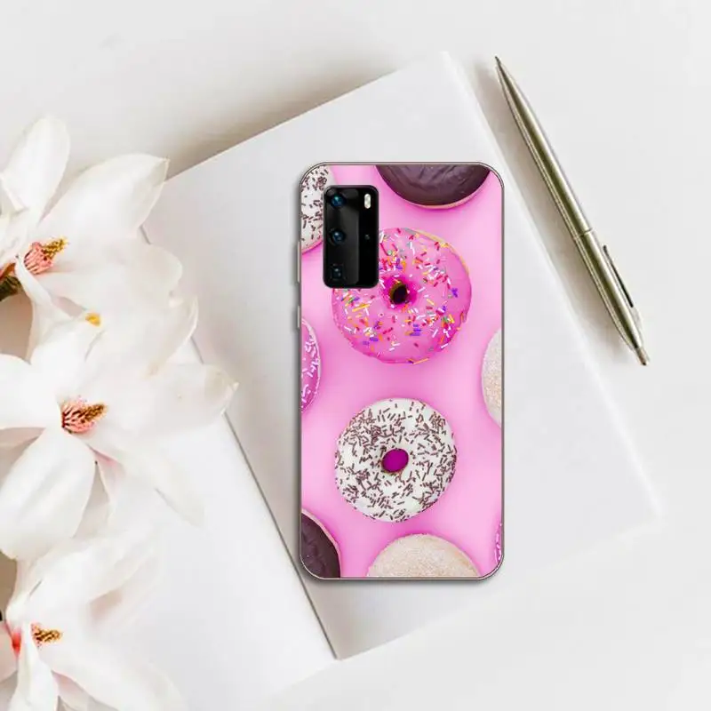 

Cartoon cute fashion beautiful donut Phone Case Transparent for huawei honor P 40 30 20 lite Pro 10 i 8 9 x p smart 2019