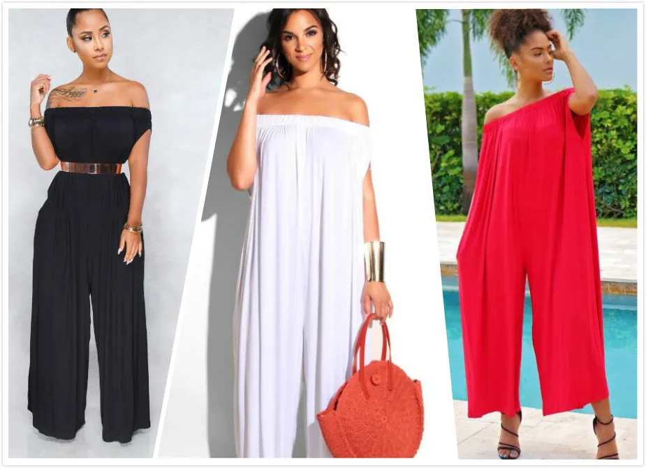 New Fashion 2022 Casual Beach Style Women Jumpsuit Solid Slash Neck Sleeveless Long Loose Romper  3XL