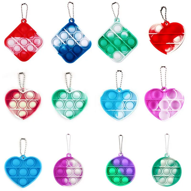 

Mini Push Pops Bubble Sensory Toy Keychain Autism Squishy Stress Reliever Toys for Adult Kids Relief Funny Pops It Fidget Toys