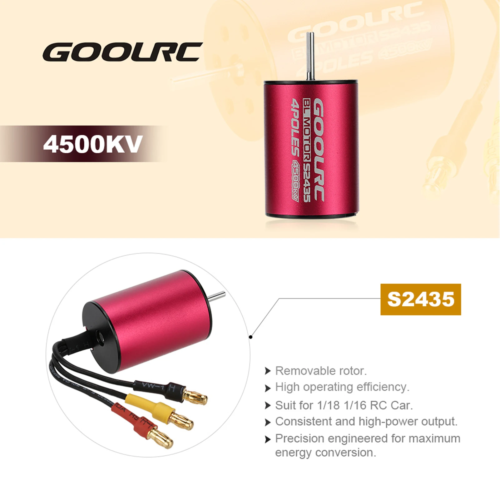 GoolRC S2435 4500KV Brushless Motor 25A ESC with 2.2kg Gear Servo Upgrade Combo Set for 1/16 1/18 RC Car | Игрушки и хобби