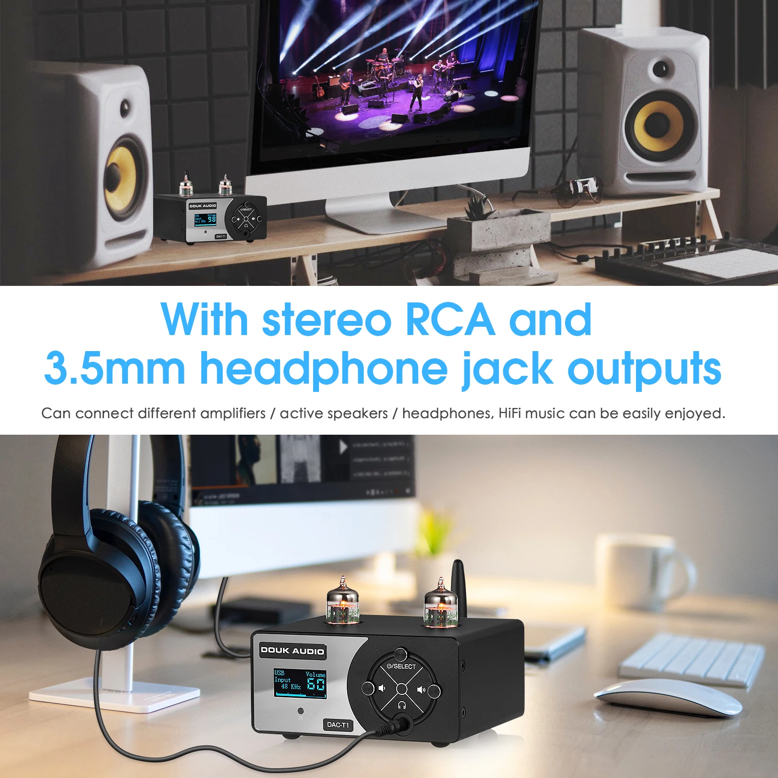 Усилитель для наушников Douk Audio HiFi JAN5654 USB ЦАП Bluetooth 5 0 приемник S/PDIF D/A 24 бит/192 кГц |