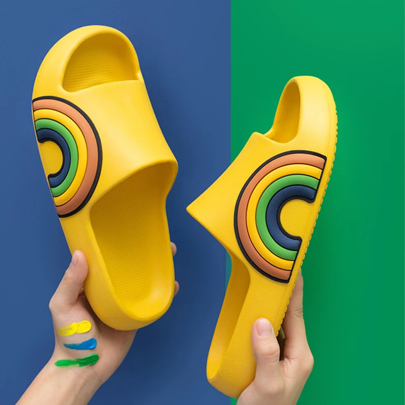 

Bathroom Non-slip Slippers Fashion Thick Sole Soft EVA Indoor Slide Sandals Casual Beach Unisex Platform Men Women Home Shoes