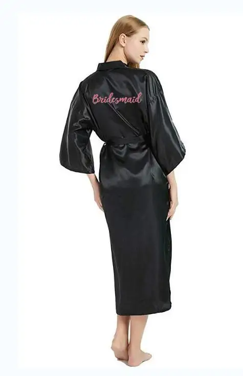 Халат кимоно Женский Длинный атласный Шелковый Свадебный халатик для невесты и