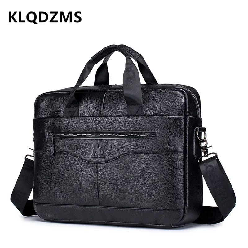 KLQDZMS Men's Briefcase Bag Genuine Leather  Men Laptop Bag Large Capacity Handbag Office Business Handbag