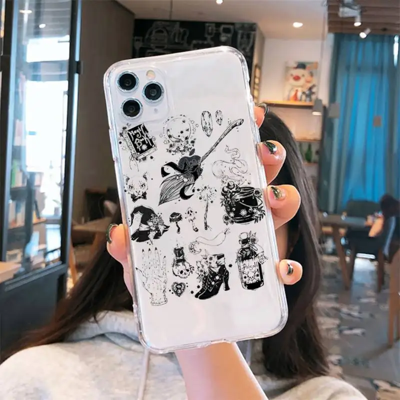 

Mysterious witch Pharmacy supplies Phone Case Transparent soft For iphone 5 6 7 8 11 12 s c se plus mini x xs xr pro max cover