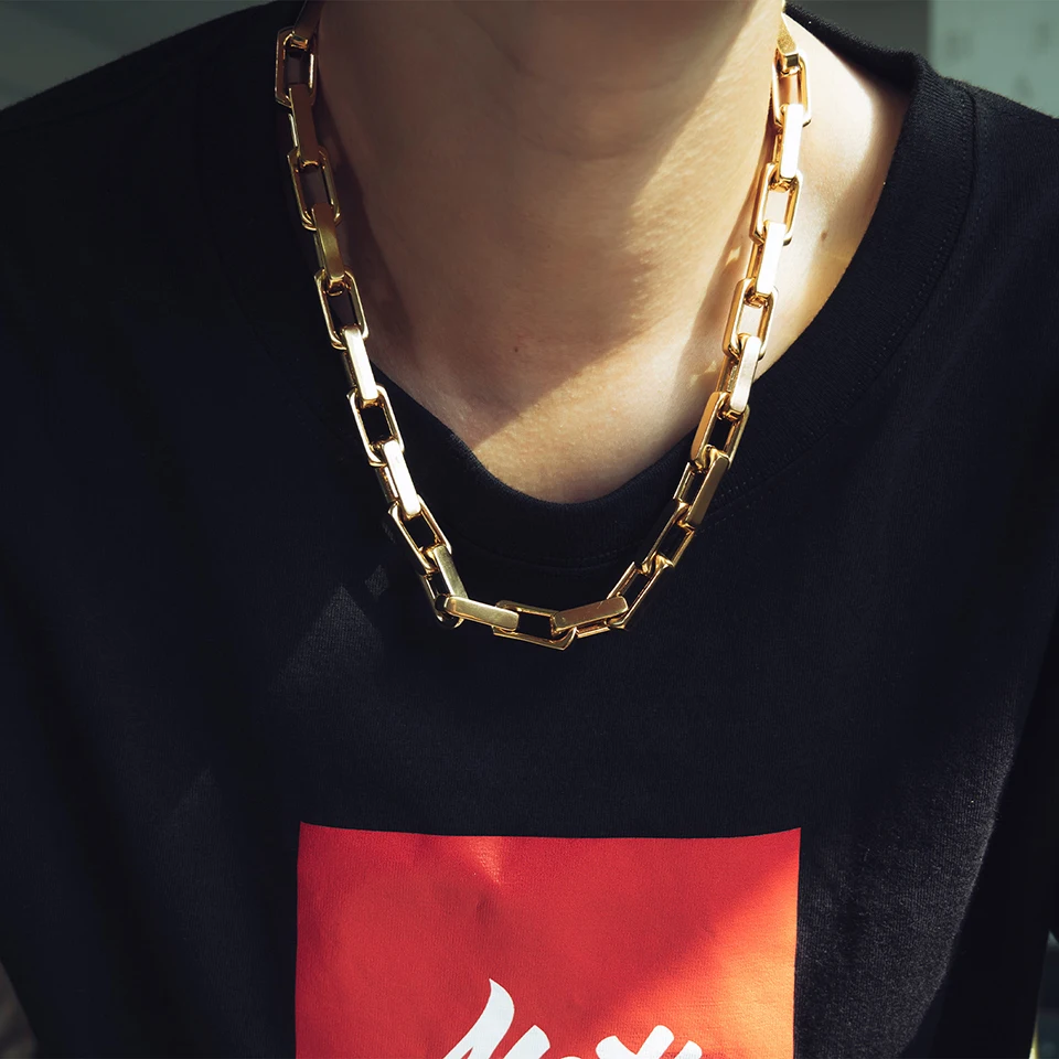 

Quenching Necklace Men Hip-Hop RAP Rock Street Culture Colorful Titanium Stainless Steel Classic Chain Necklace Men Jewelry