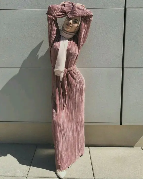 Модные Стрейчевые мусульманские плиссированные халаты abayas Musulmane Дубаи с