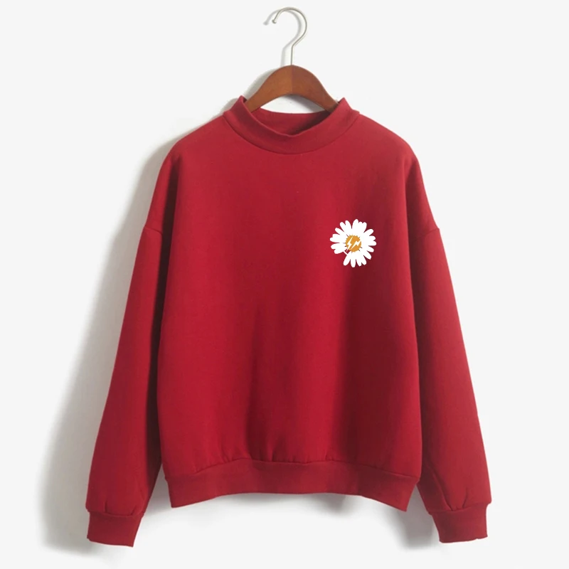 

Женские толстовки с маргаритками, повседневная осенне-зимняя флисовая водолазка в стиле Харадзюку, свитшот с забавным цветочным принтом, с...