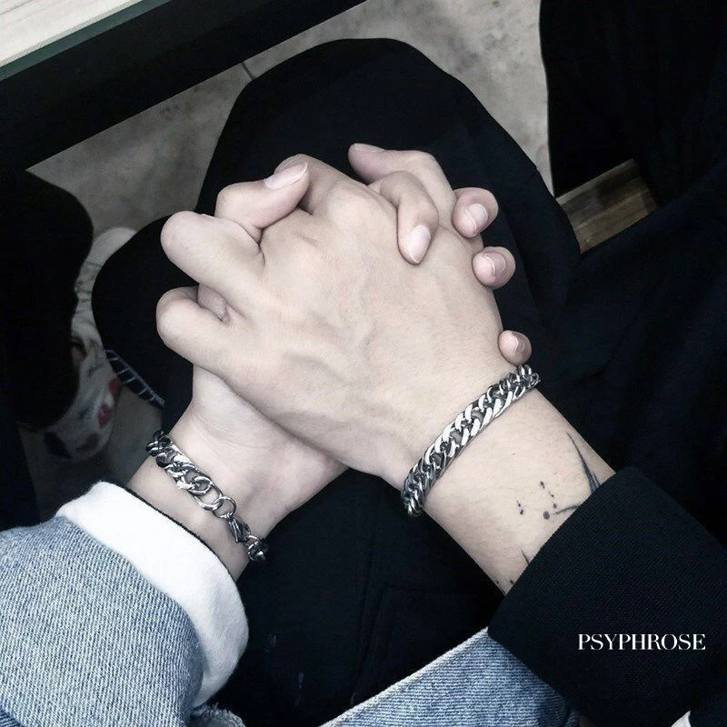 

2 Pcs Punk Best Friend Bracelet For Women Aesthetic Armband Silver Color Couple Wrist Cuban Link Chain Schmuck Gift