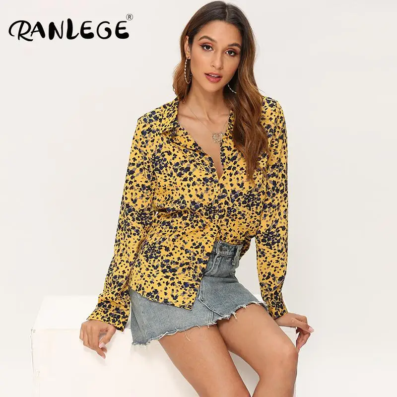 RANLEGE Осенняя блузка женская Повседневная с длинным рукавом офисные женские