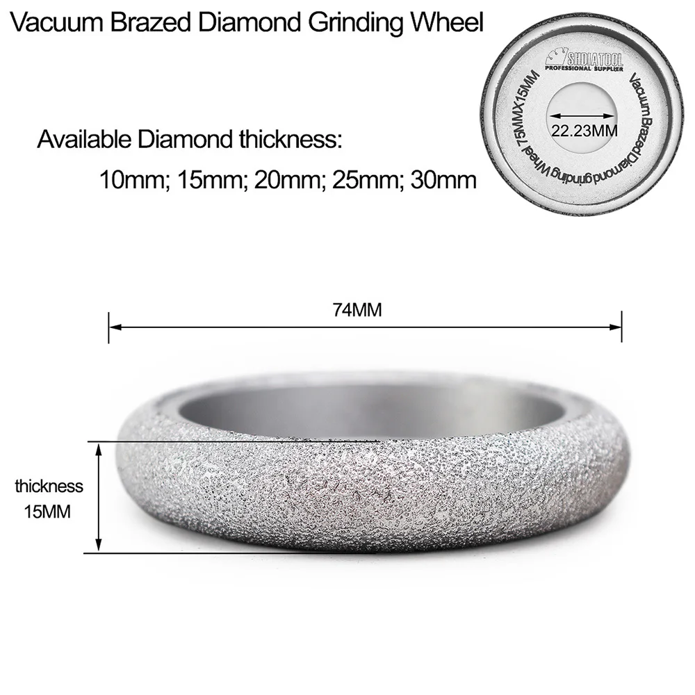 SHDIATOOL 75 мм x 15 ВАКУУМНОЙ ПАЙКИ Diamond выпуклых шлифовального круга для шлифовки