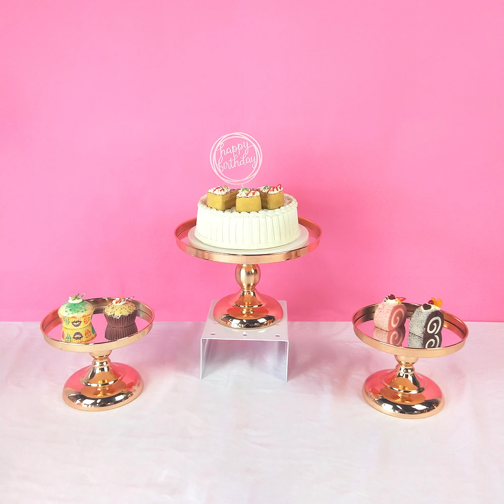 Серебряная золотистая сверкающая подставка для свадебного торта зеркало