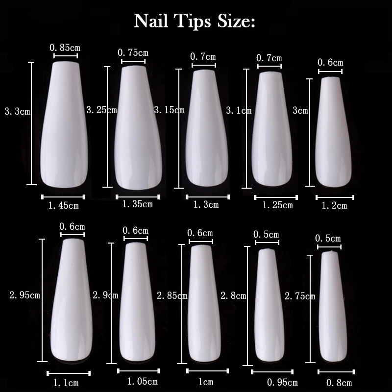 100 шт./коркор. белый/прозрачный/натуральный длинный полностью закрывающий стилет