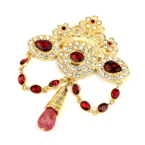 Sunspicems, модная богемная брошь в форме короны для женщин, золотого цвета, с кристаллами, марокканская Свадебная бижутерия, африканская Свадебная бижутерия, подарок