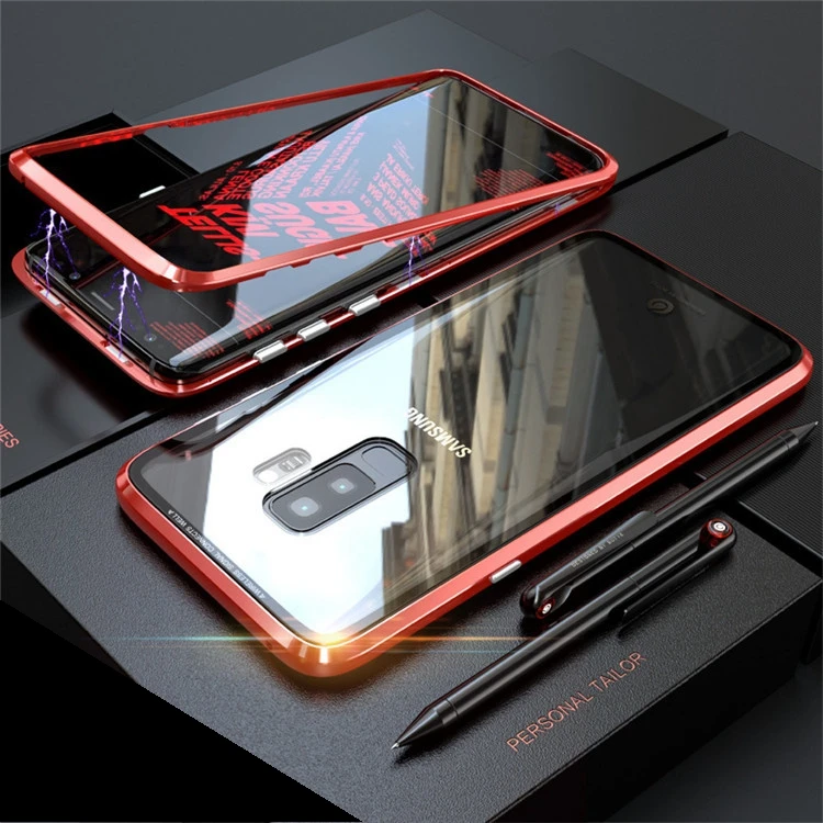 Красный Luxury Magnetic Adsorption Metal Phone Case for Samsung Galaxy A10 A20E A40 A50 A60 A70 S8 S9 S10 Plus S10e Magnet Frame Case - Цвет: Красный