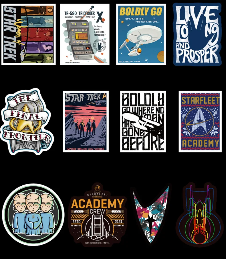 36 шт Звездный путь космический мультфильм Граффити стикер дорожная коробка