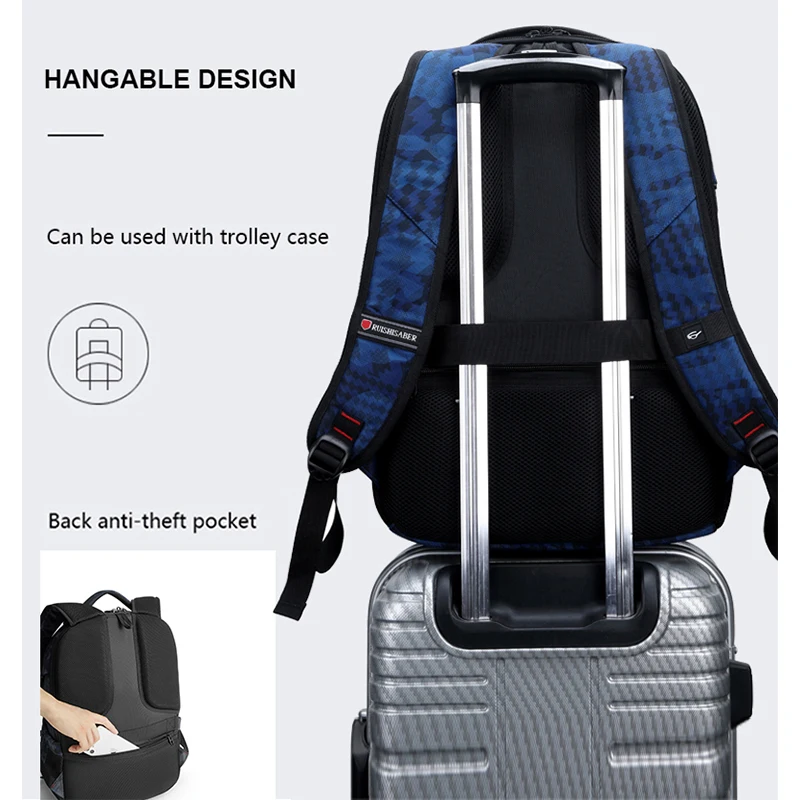 Многофункциональный мужской рюкзак для ноутбука 17 дюймов с USB зарядкой удобный