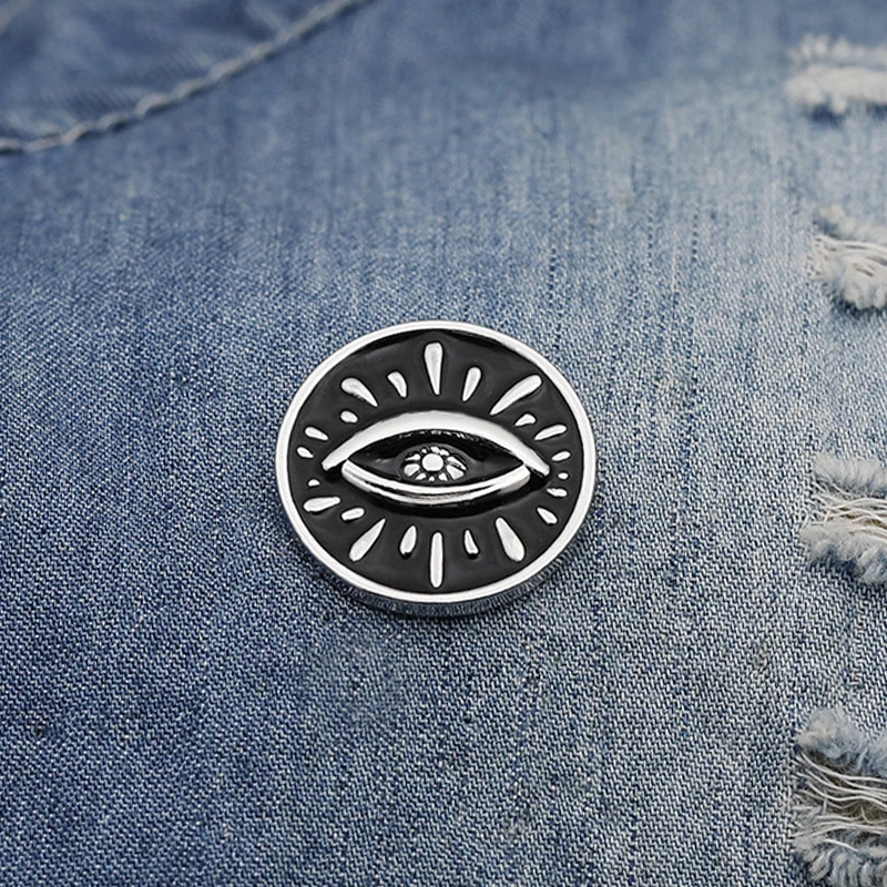Classci металлический глаз эмалевые Броши с изображением черно круглый зловещий