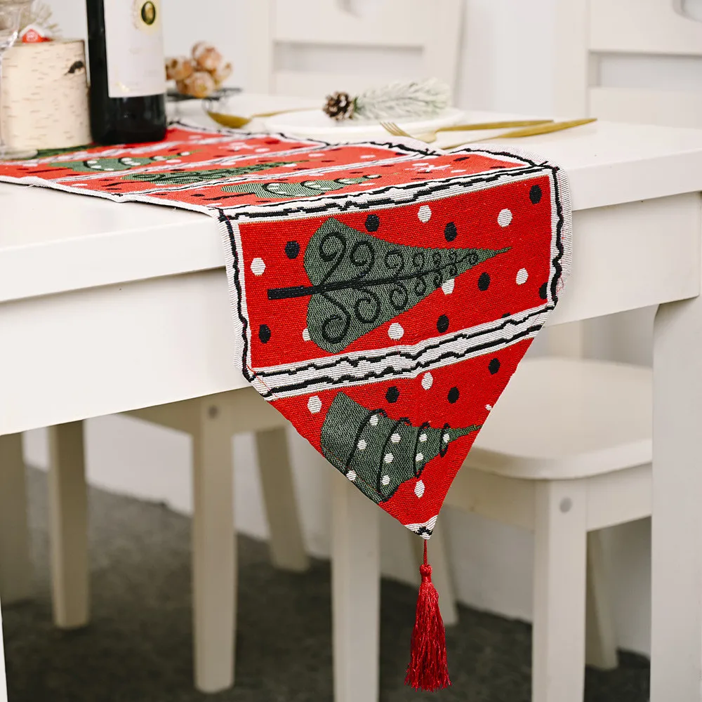 

Xmas Knitted Table Flag Creative Christmas Tea Table Decorative Tablecloth 2021 Merry Christmas Decor for Home Table Cover