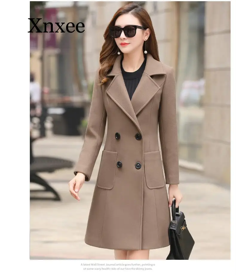 

Long Slim Blend Outerwear 2019 New Women Overcoat Wool Coat High Quality Autumn Winter Jacket Clothes Elegant Blend