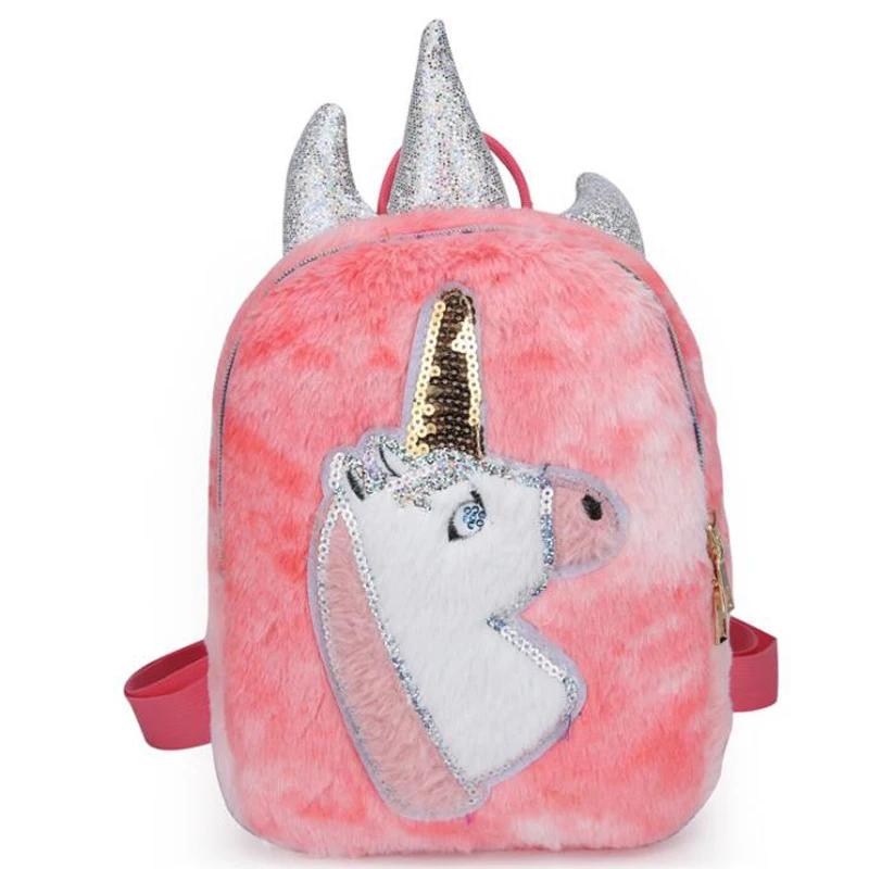 Модный рюкзак для девочек Студенческая сумка с блестками и единорогом женский