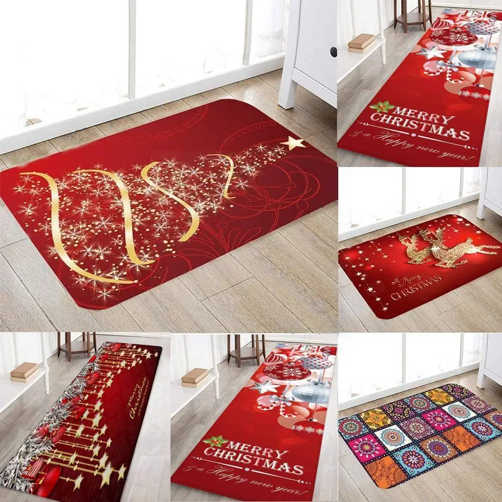 

Christmas Kitchen Mat Home Entrance Doormat Hallway Bedroom Carpet Balcony Decoration Floor Living Room Anti-Slip Bathroom I5P1