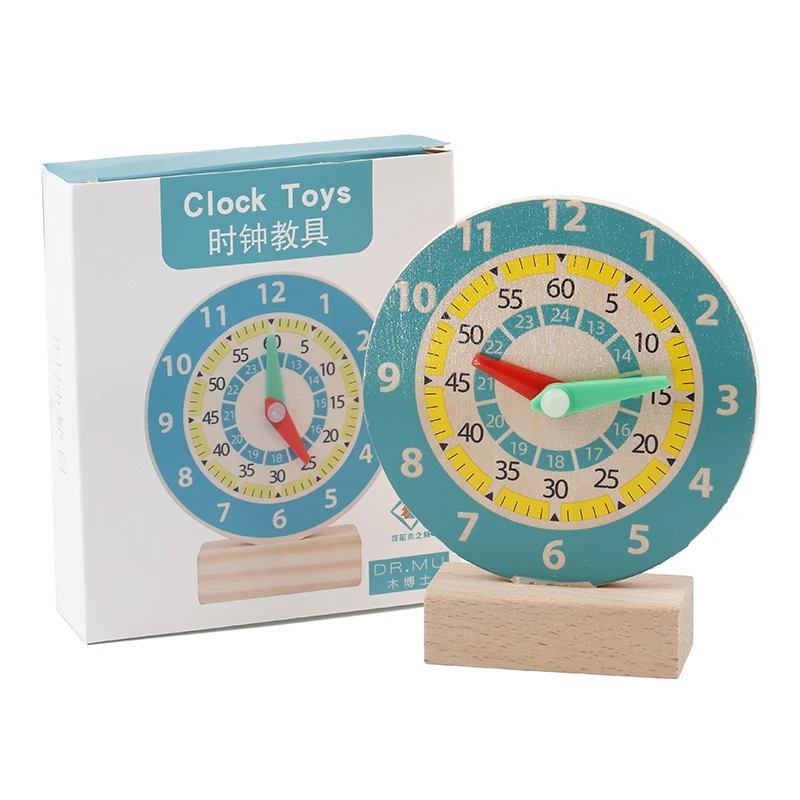 

1 pcs Kids Montessori Wooden Clock Toys Time Learning Teaching Aids Educational Toys For Primary School Clever Board Toy