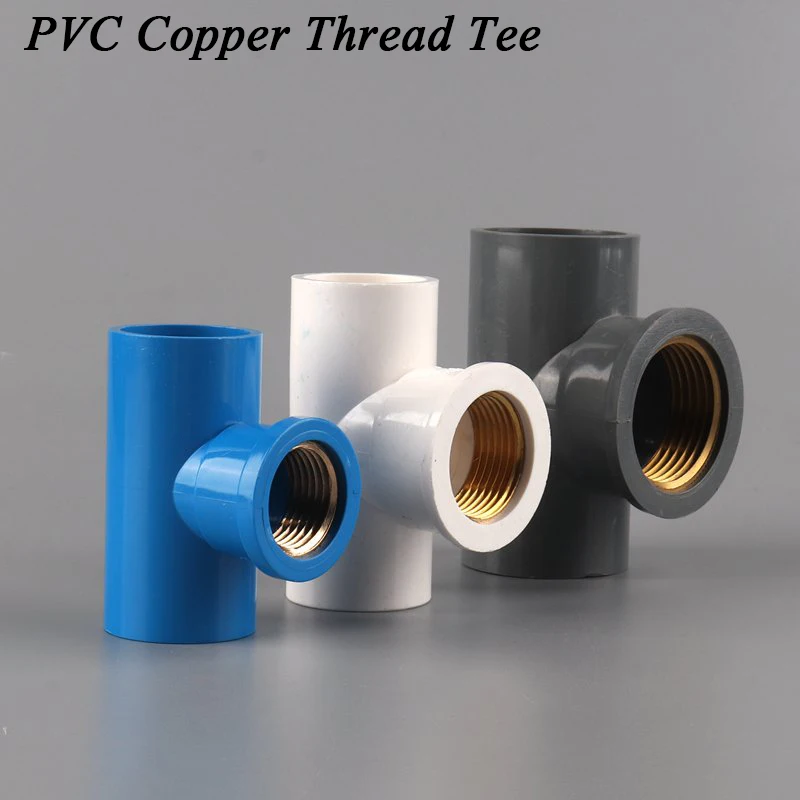 

10Pcs 20 25 32mmPVC Pipe Connector 1/2'' 3/4'' 1Inch Copper Female Thread Tee High-Quality Garden Irrigation Water Tube Joints