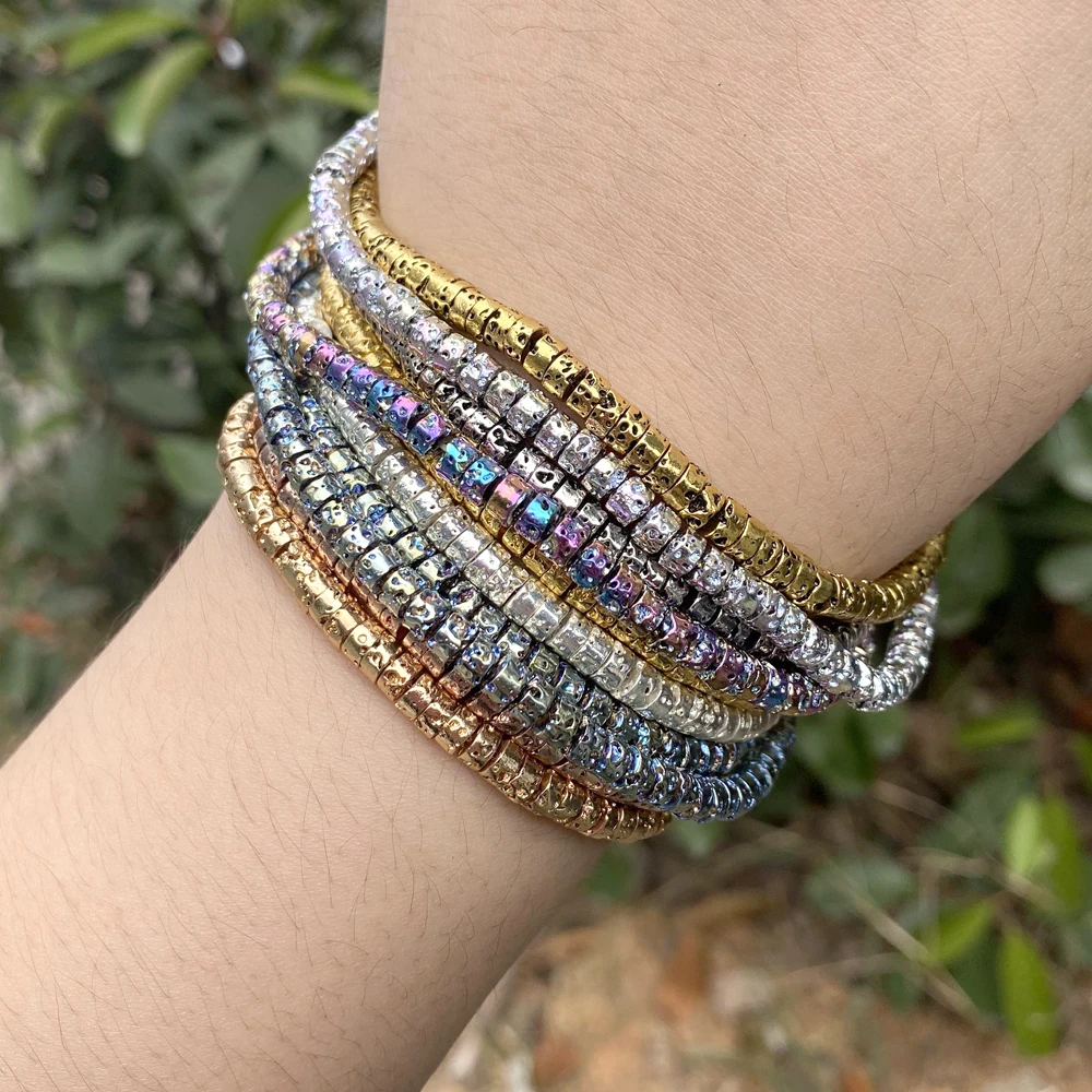 Бусины Из Натурального вулканического камня золотые и серебряные цветные