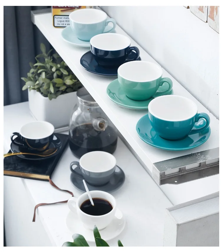 

Modern Simplicity Ceramic Coffee Mug and Saucer 200ml Porcelain Coffee Cups Set Tea Milk Drinking Utensils H046