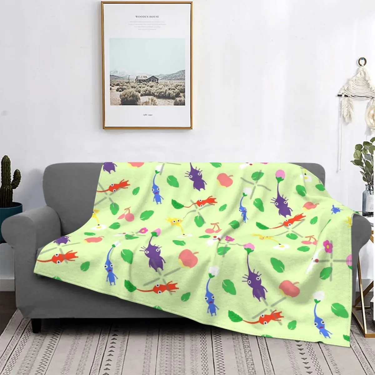 

Manta с постоянным патроном Pikmin, colcha a cuadros para cama, manta double de felpa de Anime, colcha para camas