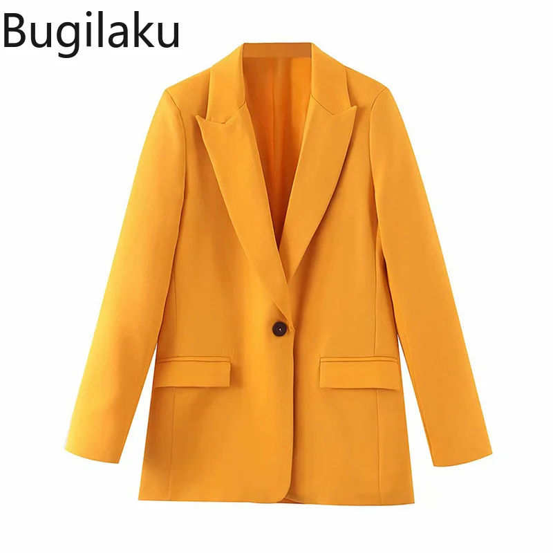 

Женский блейзер на одной пуговице Bugilaku, повседневный пиджак свободного покроя с отложным воротником и длинным рукавом, верхняя одежда для у...