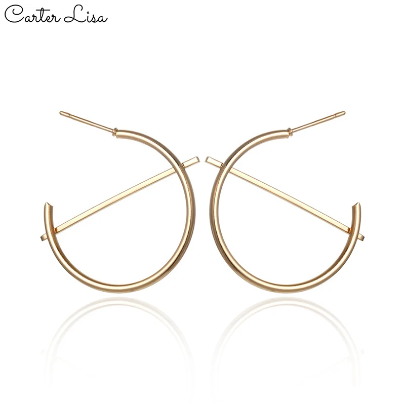 Женские серьги обручи CARTER LISA золотистые серебристые минималистичные 30