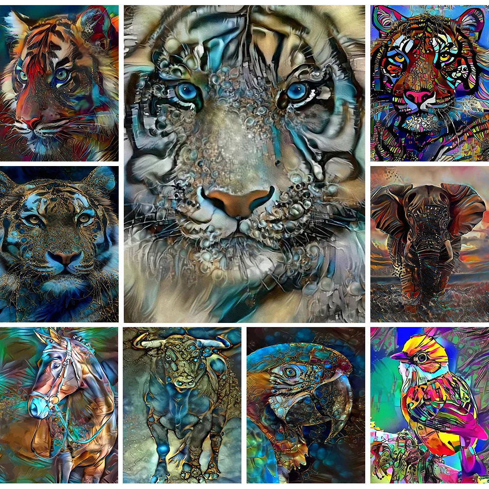 

5D DIY Diamond Painting Animals Tiger Cross Stitch Kit Full Square Drill Embroidery Mosaic Art Picture Of Rhinestones Home Decor